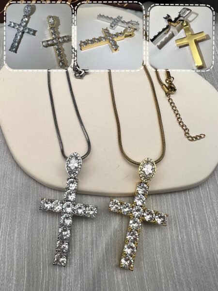 Divine Radiance Cross Necklace 20” 50cm herringbone chain N$280/1