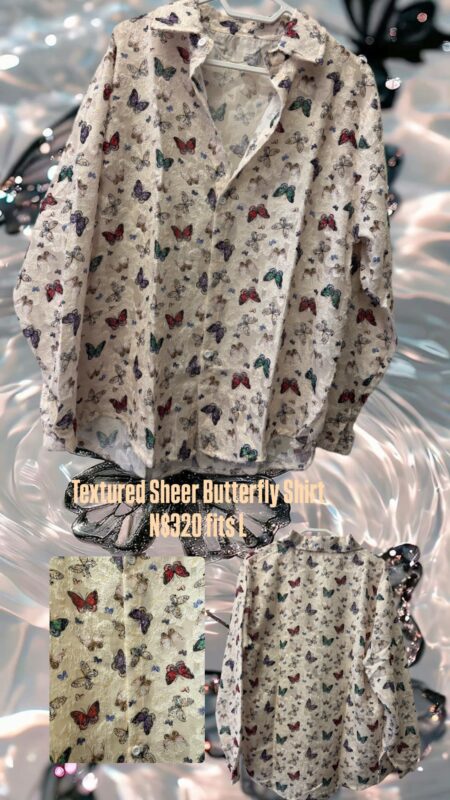 Textured Sheer Butterfly Shirt N$320 fits L