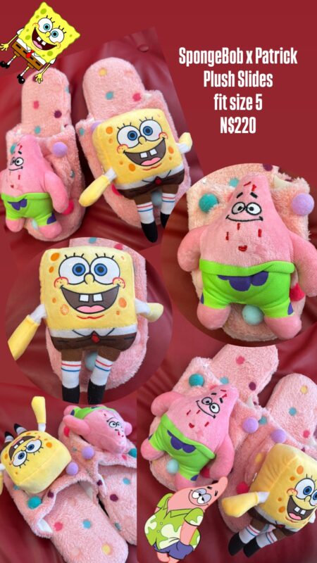 SpongeBob x Patrick Plush Slides fit size 5 N$220