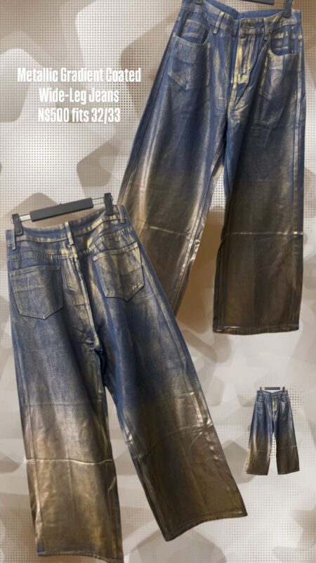 Metallic Gradient Coated Wide-Leg Jeans N$500 fits 32/33