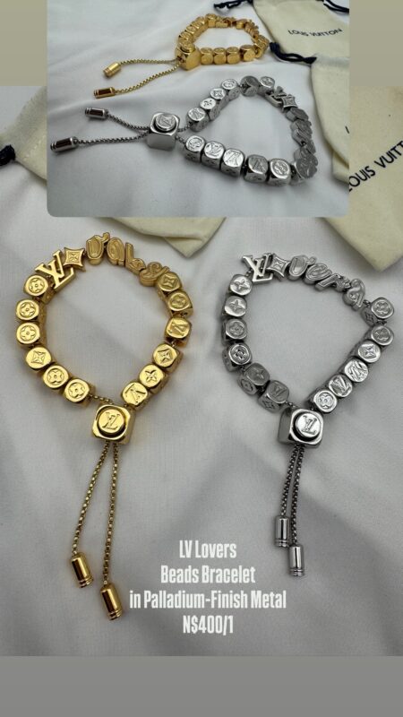 LV Lovers Beads Bracelet in Palladium-Finish Metal N$400/1