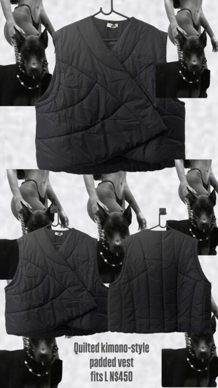 Quilted kimono-style padded vest fits L N$450