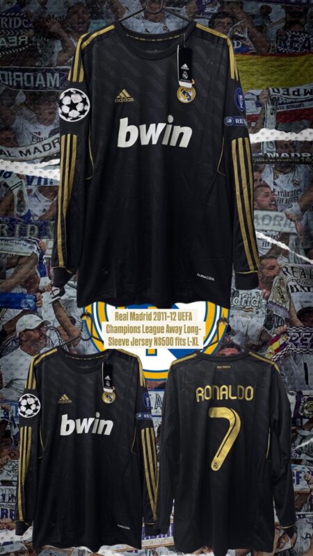 Real Madrid 2011–12 UEFA Champions League Away Long-Sleeve Jersey N$500 fits L-XL