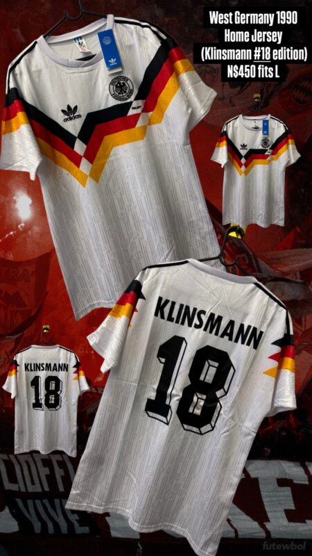 West Germany 1990 Home Jersey — (Klinsmann #18 edition) N$450 fits L