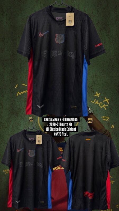 Cactus Jack x FC Barcelona 2020–21 Fourth Kit (El Clásico Black Edition) N$470 fits L