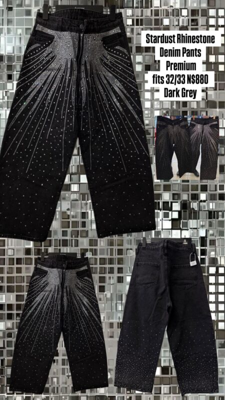 Stardust Rhinestone Denim Pants Premium fits 32/33 N$880 Dark Grey