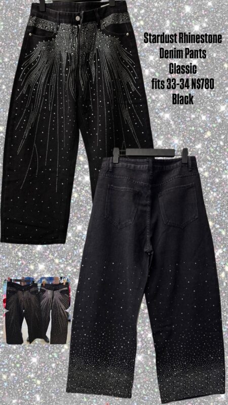 Stardust Rhinestone Denim Pants Classic fits 33-34 N$780 Black