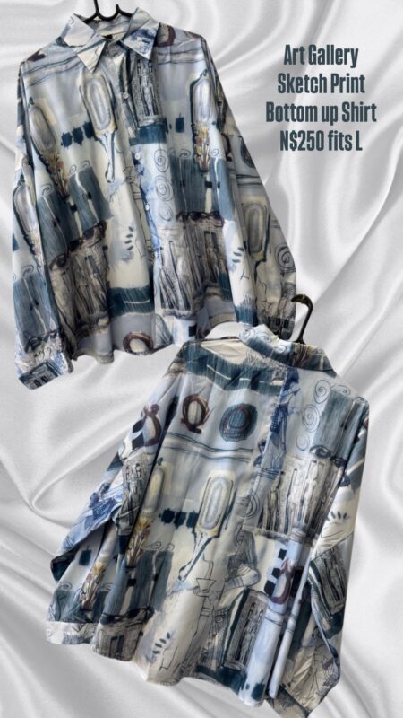 Art Gallery Sketch Print Bottom up Shirt N$250 fits L