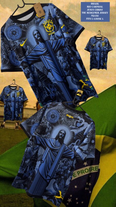 Brazil Rio Carnival Jesus Christ the Redeemer Jersey N$450 fits L-Loose L