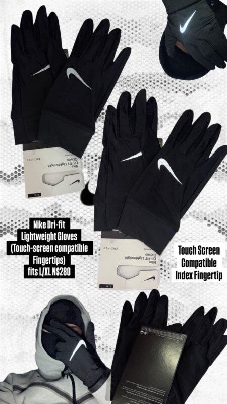 Nike Dri-fit Lightweight Gloves(Touch-screen compatible Fingertips) fits L/XL N$280