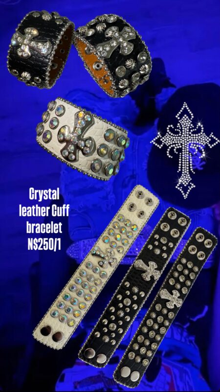 Crystal leather Cuff bracelet N$250/1