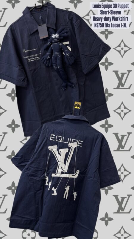 Louis Vuitton Équipe Puppet Short-Sleeve Heavy-duty Workshirt N$750 fits Loose L-XL
