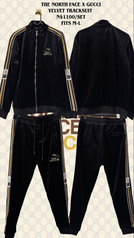 The North Face x Gucci Velvet Tracksuit N$1100/Set fits M-L