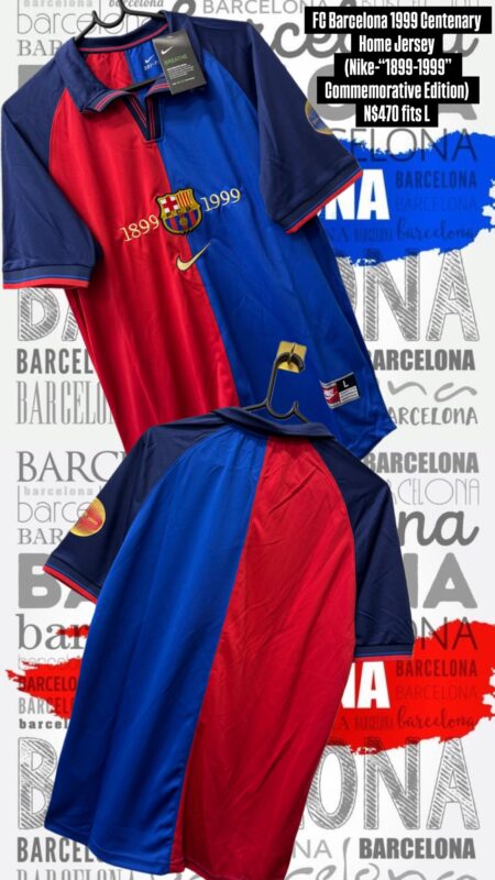 FC Barcelona 1999 Centenary Home Jersey (Nike-“1899-1999” Commemorative Edition) N$470 fits L