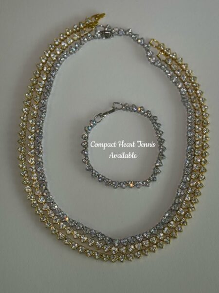 Compact Heart Tennis Bracelet & Necklace