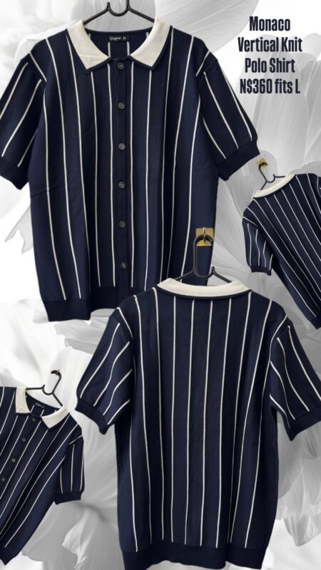 Monaco Vertical Knit Polo Shirt N$360 fits L