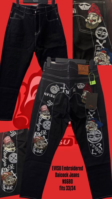 EVISU Embroidered Daicock Jeans&nbsp;N$680 fits 33/34