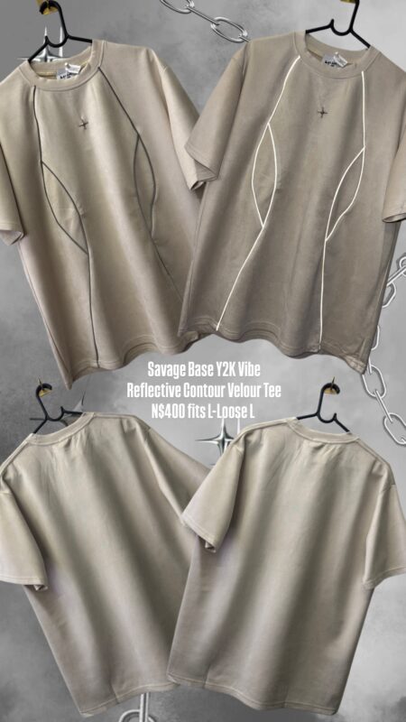 Savage Base Y2K Vibe Reflective Contour Velour Tee N$400 fits L-Loose L