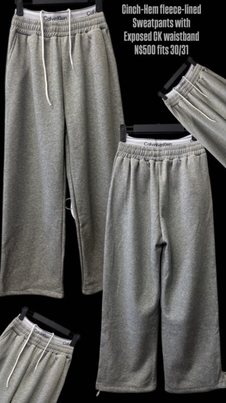 Cinch-Hem fleece-lined Sweatpants with Exposed CK waistband N$500 fits 30/31