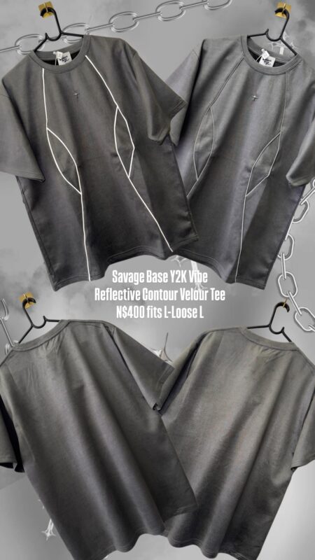 Savage Base Y2K Vibe Reflective Contour Velour Tee N$400 fits L-Loose L