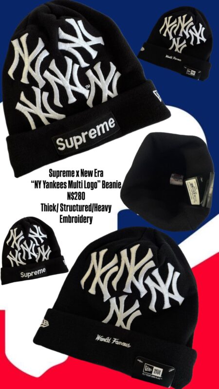 Supreme x New Era “NY Yankees Multi Logo” Beanie N$280 Thick/ Structured/Heavy Embroidery