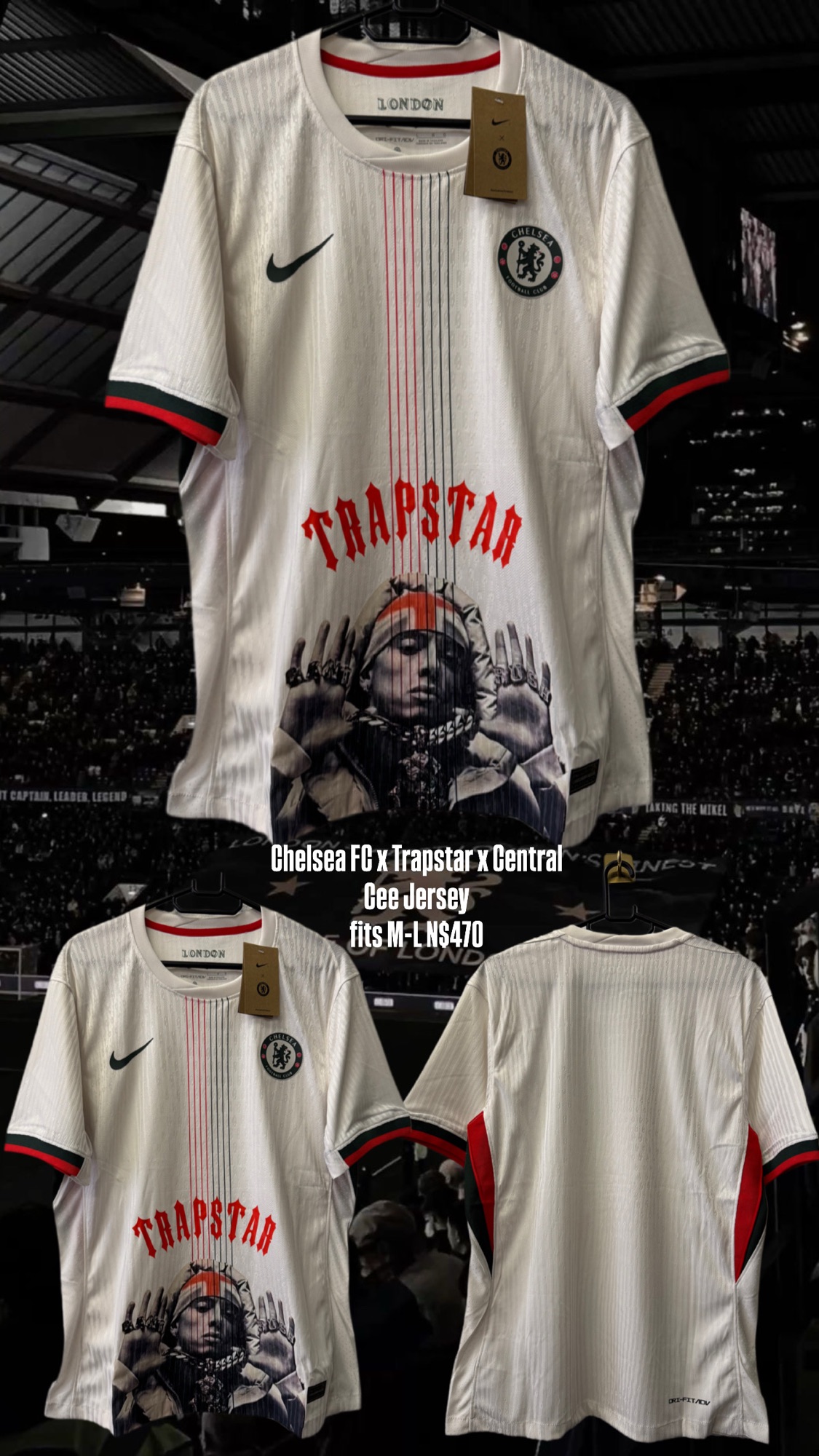Central Cee ×チェルシー Chelsea Trapstar Chelsea FC x Trapstar x Central Cee Jersey fits M-L N$470 - U R