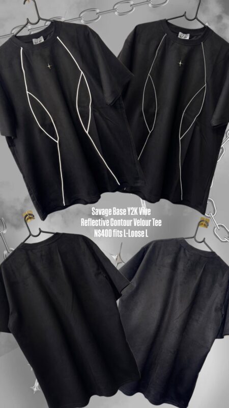 Savage Base Y2K Vibe Reflective Contour Velour Tee N$400 fits L-Loose L