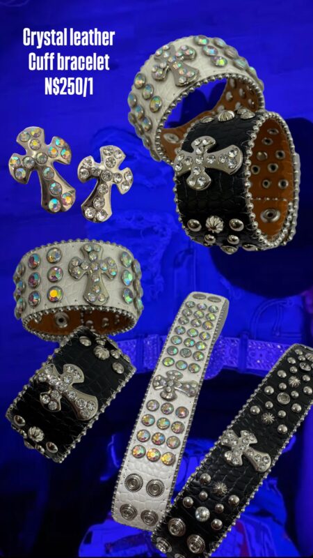 Crystal leather Cuff bracelet N$250/1