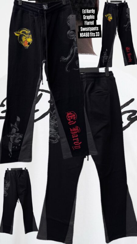 Ed Hardy Graphic Flared Sweatpants N$460 fits 33