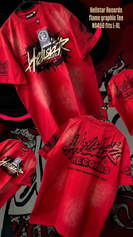 Hellstar Records” flame graphic Tee N$450 fits L-XL