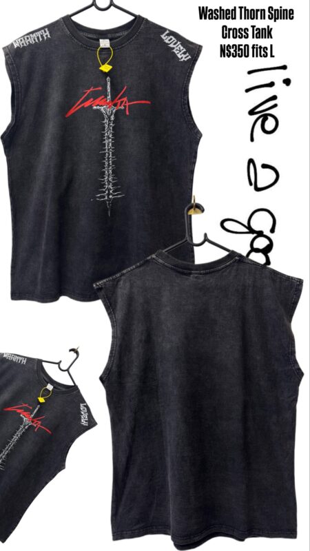 Washed Thorn Spine Cross Tank N$350 fits L