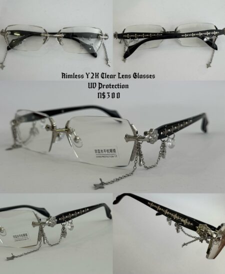 Rimless Y2K Clear Lens GlassesUV ProtectionN$300
