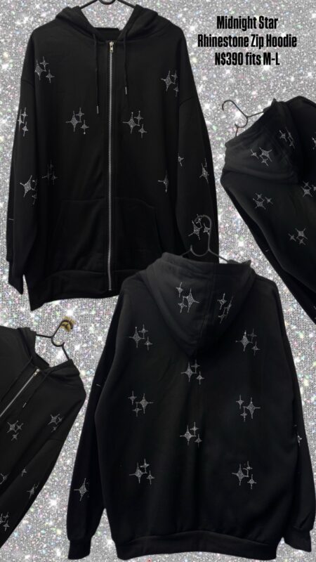 Midnight Star Rhinestone Zip Hoodie N$390 fits M-L