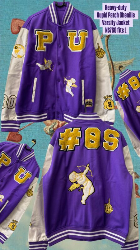 Heavy-duty Cupid Patch Chenille Varsity Jacket N$760 fits L