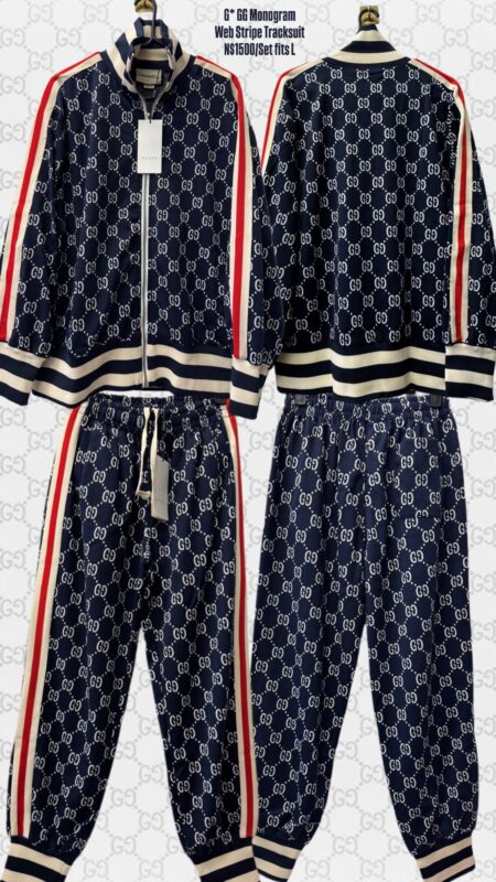 Gucci GG Monogram Web Stripe Tracksuit N$1500/Set fits L