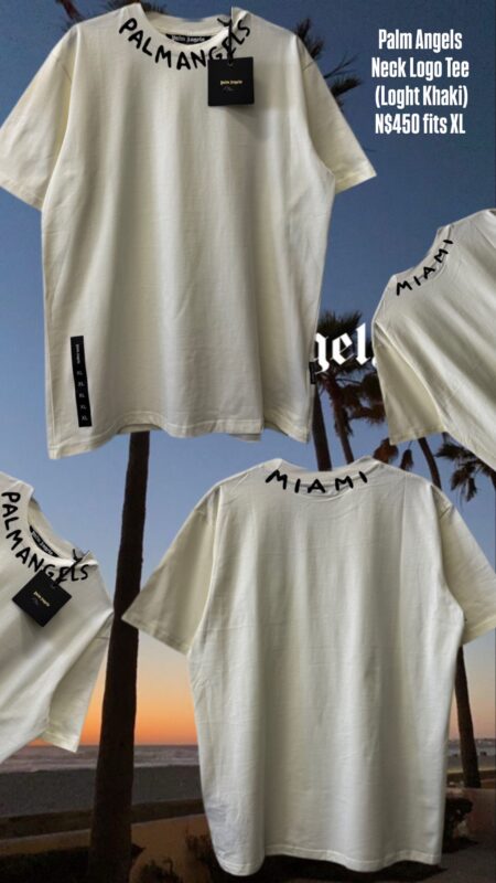 Palm Angels Neck Logo Tee (Loght Khaki) N$450 fits XL