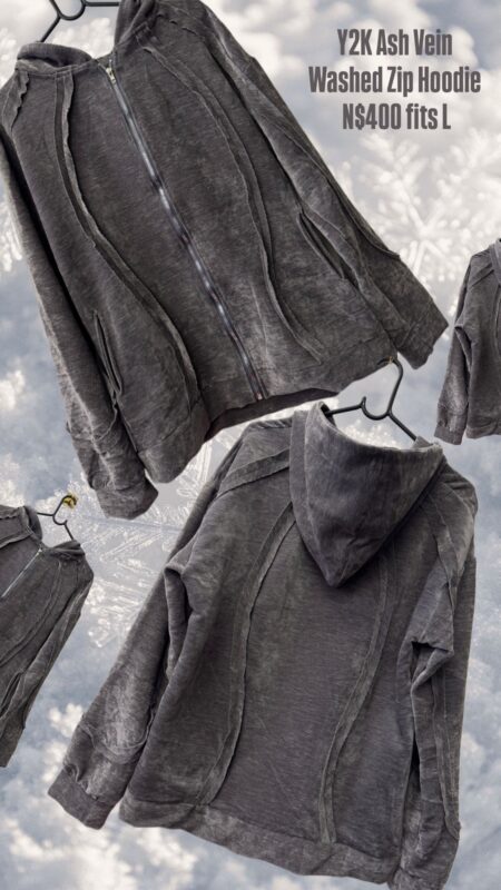 Y2K Ash Vein Washed Zip Hoodie N$400 fits L