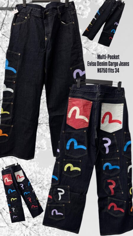 Multi Pocket Evisu Denim Cargo Jeans N$750 fits 34