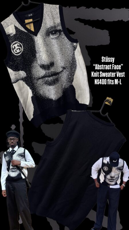 Stüssy “Abstract Face” Knit Sweater Vest N$400 fits M-L