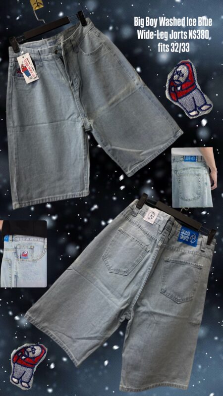 Big Boy Washed Ice Blue Wide-Leg Jorts N$380 fits 32/33