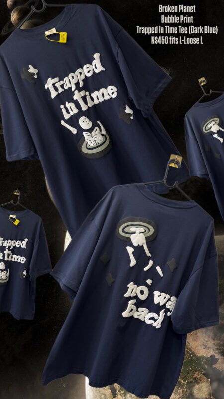 Broken Planet Bubble Print Trapped in Time Tee (Dark Blue) N$450 fits L-Loose L
