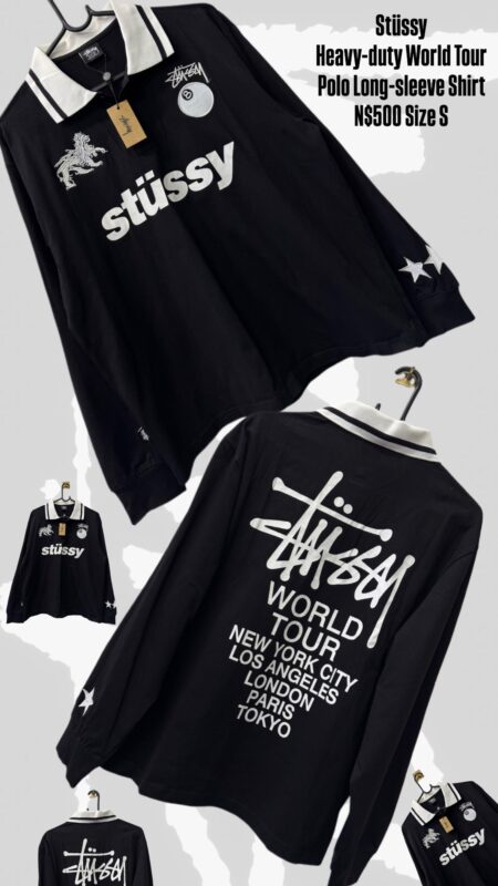 Stüssy Heavy-duty World Tour Polo Long-sleeve Shirt N$500 Size S/XL