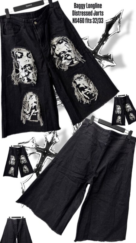 Baggy Longline Distressed Jorts N$460 fits 32/33