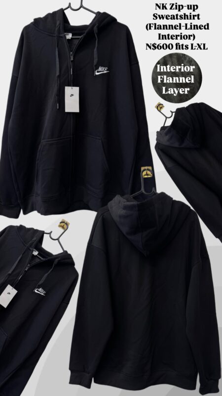 NK Zip-up Sweatshirt (Flannel-Lined Interior) N$600 fits L-XL