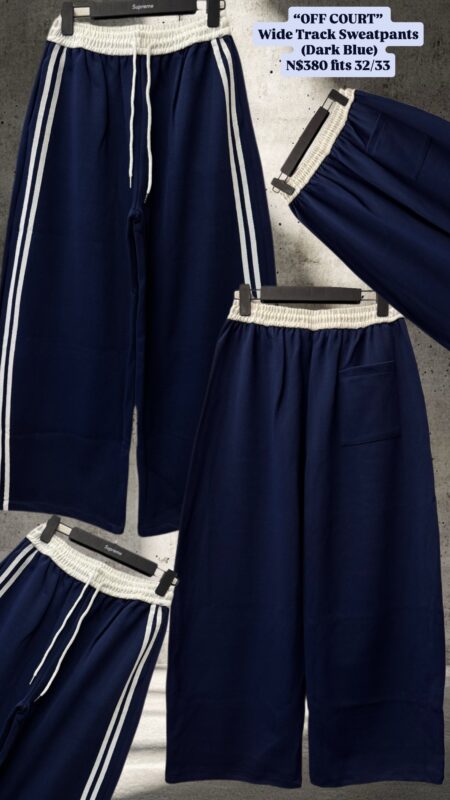 “OFF COURT” Wide Track Sweatpants (Dark Blue) N$380 fits 32/33