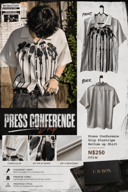 Press Conference Drip Pinstripe Bottom up Shirt N$250 fits M