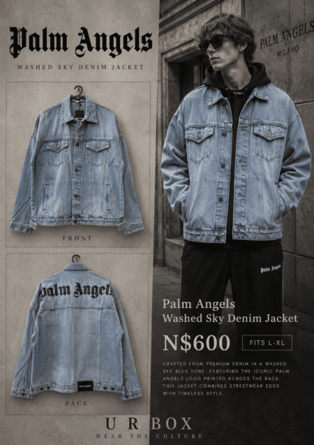 Palm Angels Washed Sky Denim Jacket N$600 fits L-XL