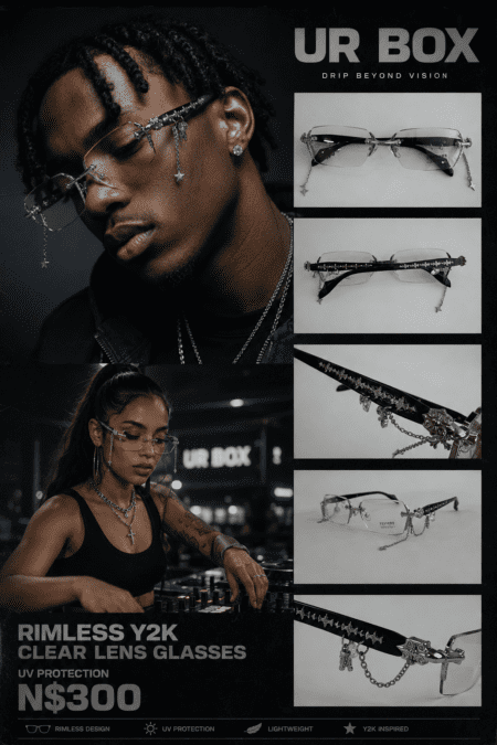 Rimless Y2K Clear Lens GlassesUV ProtectionN$300