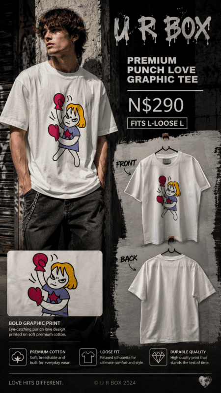 Premium Punch Love Graphic Tee N$290 fits L-Loose L