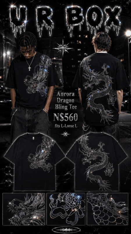 “Aurora Dragon Bling Tee N$560 fits L-Loose L